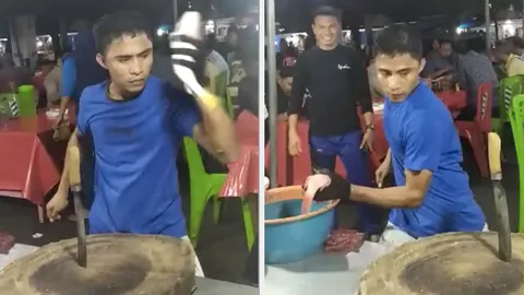Thót tim màng múa dao chế biến cá với tốc độ nhanh như chớp “có một không hai”