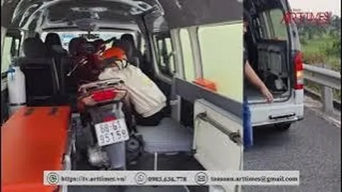 Chạy xe máy lạc vào cao tốc, cô gái được xe cứu thương chở người và xe ra ngoài