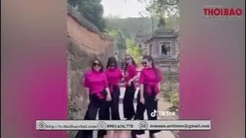 Ngao ngán cảnh nhóm phụ nữ nhảy nhót phản cảm tại ngôi chùa nổi tiếng, công an vào cuộc