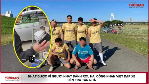 Nhặt được ví người Nhật đánh rơi, hai công nhân Việt đạp xe đến trả tận nhà