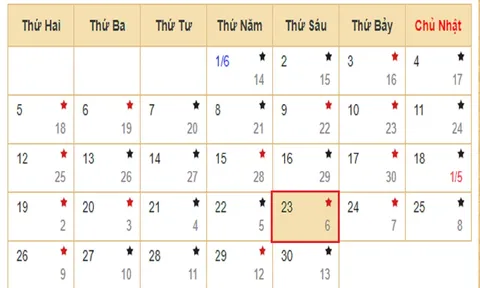 Xem lịch âm hôm nay 23/06 - Tra cứu âm lịch hôm nay ngày 6/5/2023 là ngày tốt hay xấu? Lịch vạn niên 23/6/2023