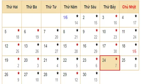 Xem lịch âm hôm nay 24/06 - Tra cứu âm lịch hôm nay ngày 7/5/2023 là ngày tốt hay xấu? Lịch vạn niên 24/6/2023