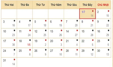 Xem lịch âm hôm nay 1/7 - Tra cứu âm lịch hôm nay ngày 1/7/2023 là ngày tốt hay xấu? Lịch vạn niên 1/7/2023