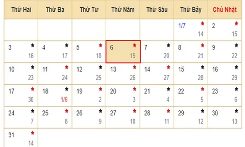 Xem lịch âm hôm nay 6/7 - Tra cứu âm lịch hôm nay ngày 6/7/2023 là ngày tốt hay xấu? Lịch vạn niên 6/7/2023