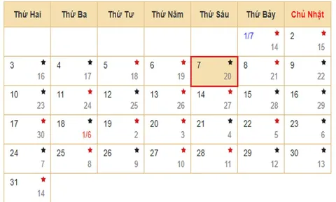 Xem lịch âm hôm nay 7/7 - Tra cứu âm lịch hôm nay ngày 7/7/2023 là ngày tốt hay xấu? Lịch vạn niên 7/7/2023