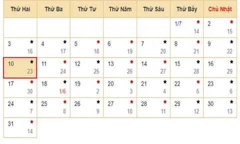 Xem lịch âm hôm nay 10/7 - Tra cứu âm lịch hôm nay ngày 10/7/2023 là ngày tốt hay xấu? Lịch vạn niên 10/7/2023
