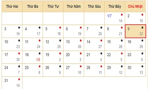 Xem lịch âm hôm nay 9/7 - Tra cứu âm lịch hôm nay ngày 9/7/2023 là ngày tốt hay xấu? Lịch vạn niên 9/7/2023