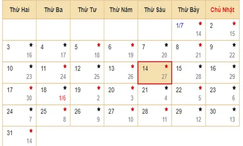 Xem lịch âm hôm nay 14/7 - Tra cứu âm lịch hôm nay ngày 14/7/2023 là ngày tốt hay xấu? Lịch vạn niên 14/7/2023