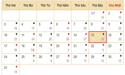 Xem lịch âm hôm nay 15/7 - Tra cứu âm lịch hôm nay ngày 15/7/2023 là ngày tốt hay xấu? Lịch vạn niên 15/7/2023