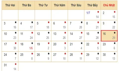 Xem lịch âm hôm nay 16/7 - Tra cứu âm lịch hôm nay ngày 16/7/2023 là ngày tốt hay xấu? Lịch vạn niên 16/7/2023