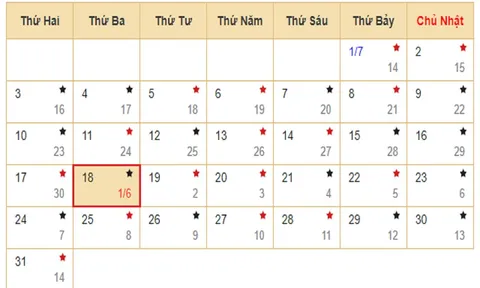 Xem lịch âm hôm nay 18/7 - Tra cứu âm lịch hôm nay ngày 18/7/2023 là ngày tốt hay xấu? Lịch vạn niên 18/7/2023
