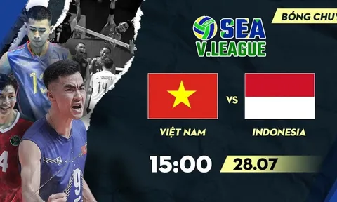 Trực tiếp bóng chuyền nam SEA V.League 2023: Việt Nam vs Indonesia, 15h00 ngày 28/7
