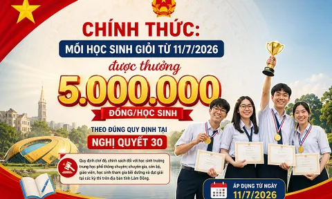 Chính thức: Mỗi học sinh giỏi từ 11/7/2026 được thưởng 5.000.000 đồng theo quy định tại Nghị quyết 30, ai đủ điều kiện nhận?
