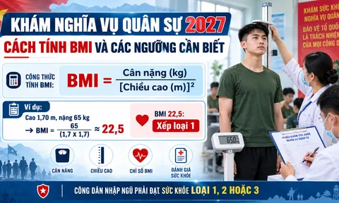 Khám nghĩa vụ quân sự 2027: BMI bao nhiêu thì đạt tiêu chuẩn?