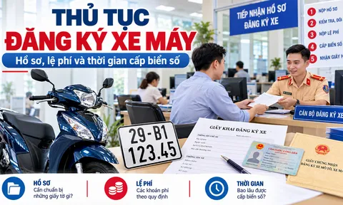 Thủ tục đăng ký xe máy mới nhất: Hồ sơ, lệ phí và thời gian cấp biển số