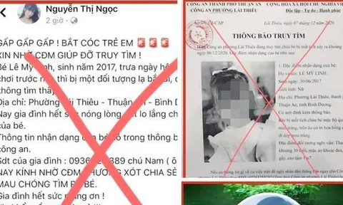 Xác minh vụ giả thông báo truy tìm bé gái mất tích của công an ở Bình Dương