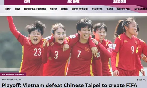 Trang chủ AFC: 'Việt Nam làm nên lịch sử tại World Cup nữ'