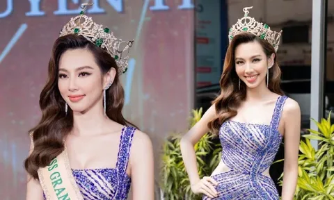 Thùy Tiên rạng rỡ mặc đầm 'Hào quang' về thăm trường cũ