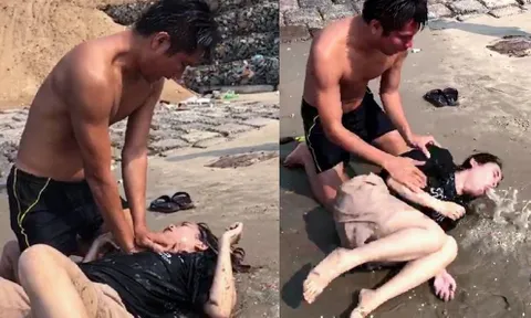 Chiến sĩ Công an dũng cảm cứu 4 người đuối nước khi tắm biển