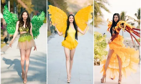 Dàn thí sinh Miss World Vietnam diện trang phục carnival rực rỡ trên đường phố Quy Nhơn