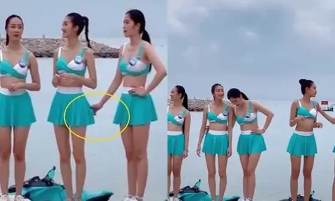 Nam Em để lộ dấu hiệu mệt mỏi trong phần thi Người đẹp thể thao