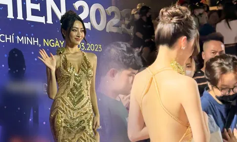 Rời bục giảng đường, Hoa hậu Lương Thùy Linh khiến thảm đỏ sáng bừng vì độ hở bạo