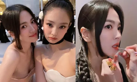 Đẳng cấp nhan sắc của Song Hye Kyo thể hiện nét căng qua ảnh chụp cùng Jennie