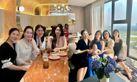Đỗ Mỹ Linh và Ngọc Hân lộ rõ dấu hiệu mang thai, nhan sắc bất phân thắng bại khi chung khung hình
