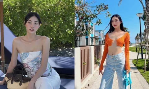 Hoa hậu Lương Thùy Linh dùng khăn làm áo khoe trọn vóc dáng chuẩn từng centimet