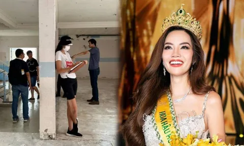 Tân Hoa hậu Lê Hoàng Phương gây chú ý với khoảnh khắc lăn xả nơi công trường