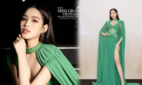 Đỗ Thị Hà hóa 'cô tiên xanh' tại Miss Grand Vietnam, đôi chân cực phẩm chiếm trọn spotlight