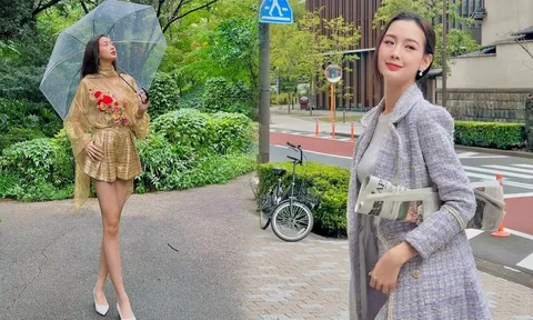 Hoa hậu Bảo Ngọc khoe chân dài miên man khi thả dáng ở Nhật Bản
