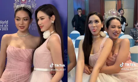 Video: Được Huỳnh Thanh Thuỷ ôm ấp, Hoa hậu Đỗ Thị Hà có biểu cảm gây chú ý