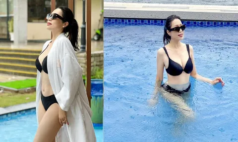 NSƯT Trịnh Kim Chi 'đốt mắt' khán giả khi diện bikini khoe vóc dáng gợi cảm bên hồ bơi