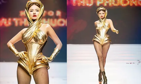 Sau style 'mổ cò', siêu mẫu Vũ Thu Phương lại có màn catwalk chấn động tại họp báo The Face Vietnam 2023