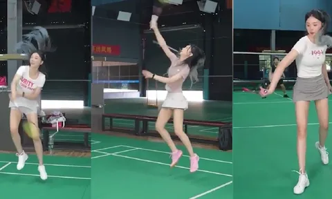 Video: Mỹ nhân cầu lông nghiệp dư gây sốt với những pha vẩy vợt như làm xiếc