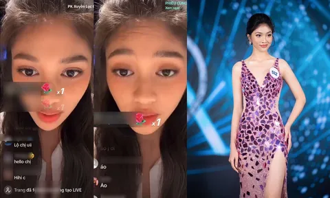 Gặp sự cố trang phục trên sóng livestream, Á hậu Minh Kiên có pha xử lý khéo léo