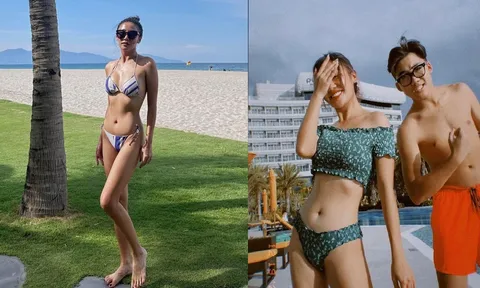 Hết hè mới lao ra biển, Văn Mai Hương khiến chị em ghen tị khi khoe khéo vòng eo phẳng lì