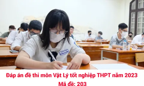 Đáp án đề thi môn Vật lý mã đề 203 thi tốt nghiệp THPT năm 2023