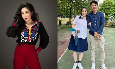U60 NSND Hồng Vân diện váy ngắn hóa nữ sinh, đứng kề cạnh con trai khiến nhiều người chú ý