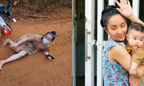 Vợ chồng Lê Dương Bảo Lâm ngã sõng soài trên đường khiến khán giả không khỏi lo lắng