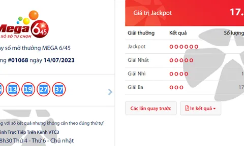 Vietlott 14/7: Kết quả xổ số Vietlott Mega 6/45, tra kết quả XS Vietlott nhanh chóng nhất