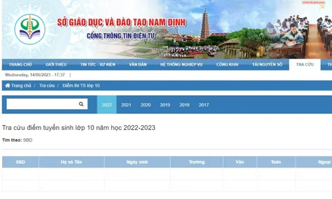 Tra cứu điểm thi tuyển sinh lớp 10 tỉnh Nam Định năm 2023