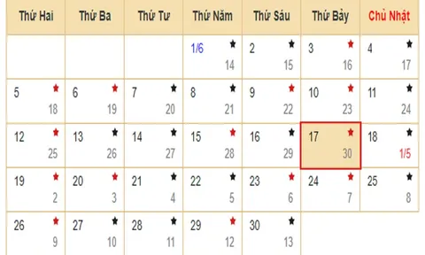 Xem lịch âm hôm nay 17/06 - Tra cứu âm lịch hôm nay ngày 30/4/2023 là ngày tốt hay xấu? Lịch vạn niên 17/6/2023