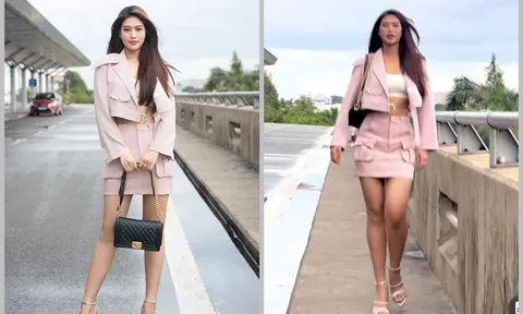Đoàn Thiên Ân khoe chân dài như 'kiếm nhật' ở sân bay, lộ ảnh cam thường khác biệt