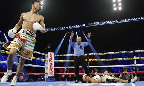 Đỉnh cao trận tranh đai boxing WBO: ‘Saumurai xanh’ tung đòn trừng phạt, hạ knock-out Moloney