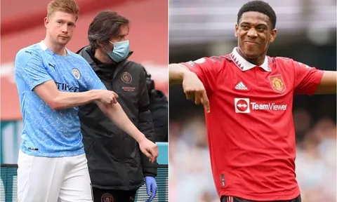 Tinh hình lực lượng MU và Man City - Chung kết Cúp FA: De Bruyne chấn thương, Martial vắng mặt