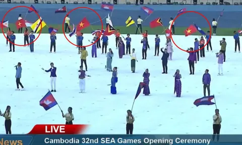 NÓNG: Campuchia treo ngược cờ Việt Nam ngay tại lễ khai mạc SEA Games 32