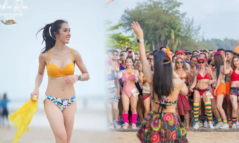 Choáng ngợp trước nhan sắc dàn Á hậu, hot girl mặc bikini chạy đua ở bãi biển Thái Lan