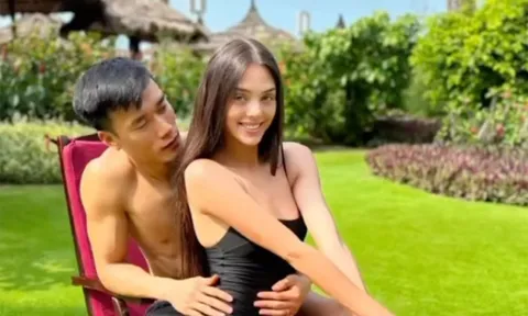 Vợ Tây Bùi Tiến Dũng hạnh phúc bên chồng, khoe đôi chân dài miên man đúng chuẩn người mẫu